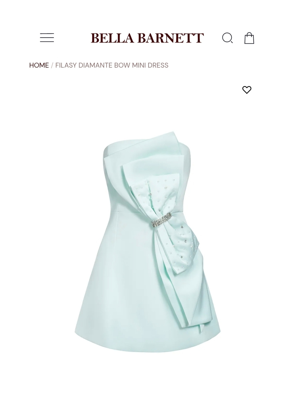 Bella Barnett Diamante Bow Mini Dress in Mint Sz M Never Worn.